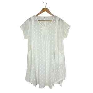 Namsar Made India Cotton Pockets textured Off White Dress shemisse Cover up L/XL